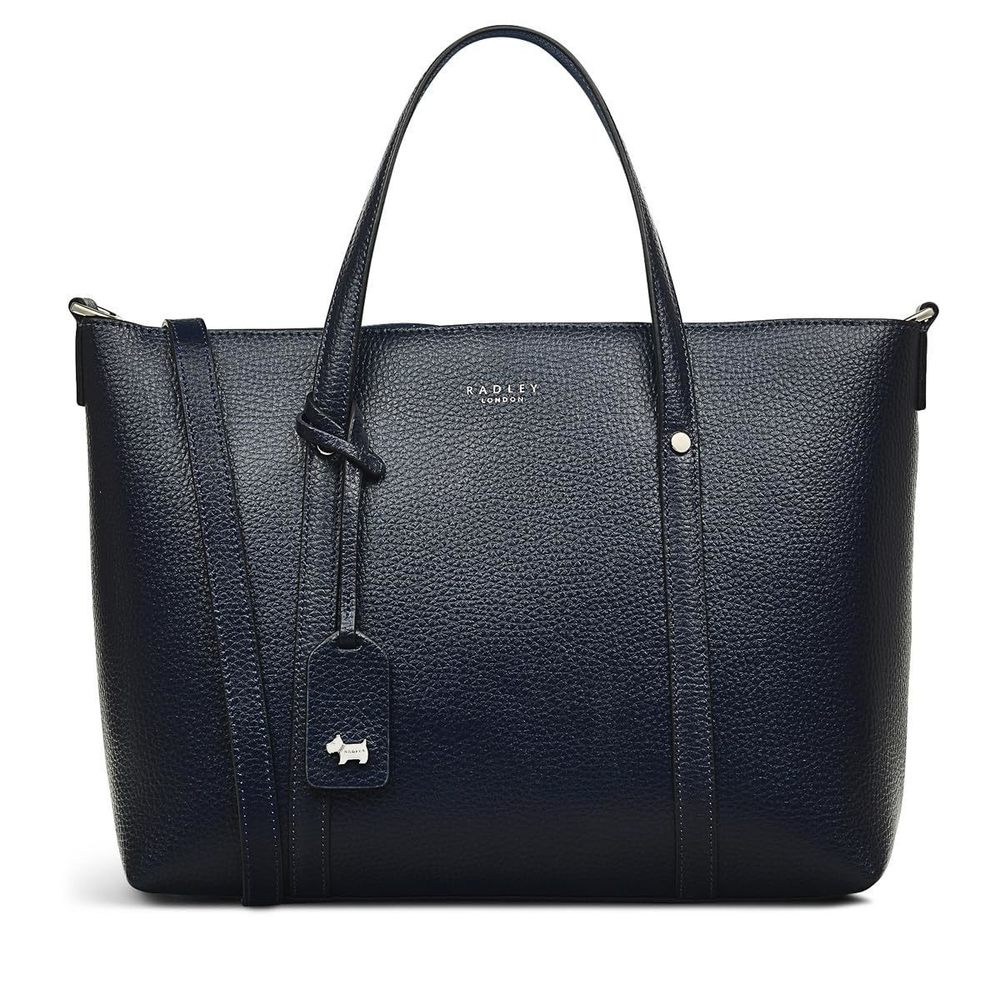 London Smithfields Way Medium Leather Open Top Satchel Bag, Ink V ;)